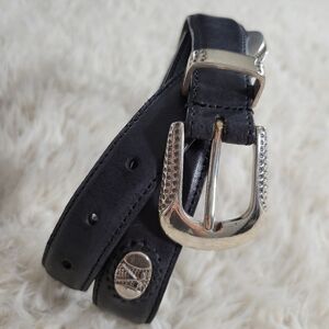 Golf Belt Genuine Leather Black Silver 34